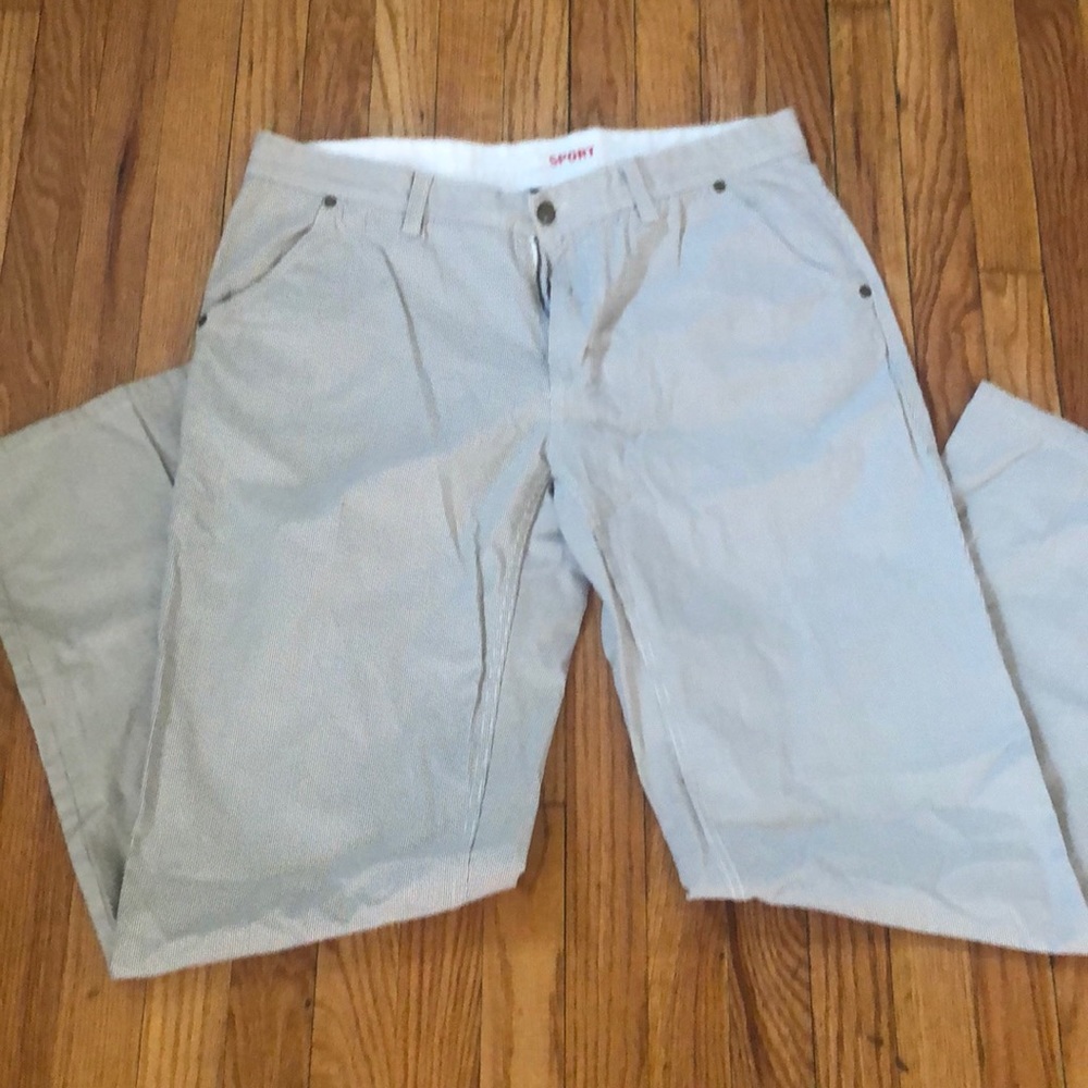 Tan and Brown Seersucker Pants